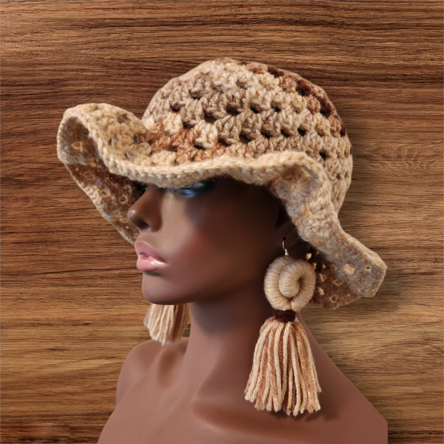 Crochet Bucket Hat & Earring Set