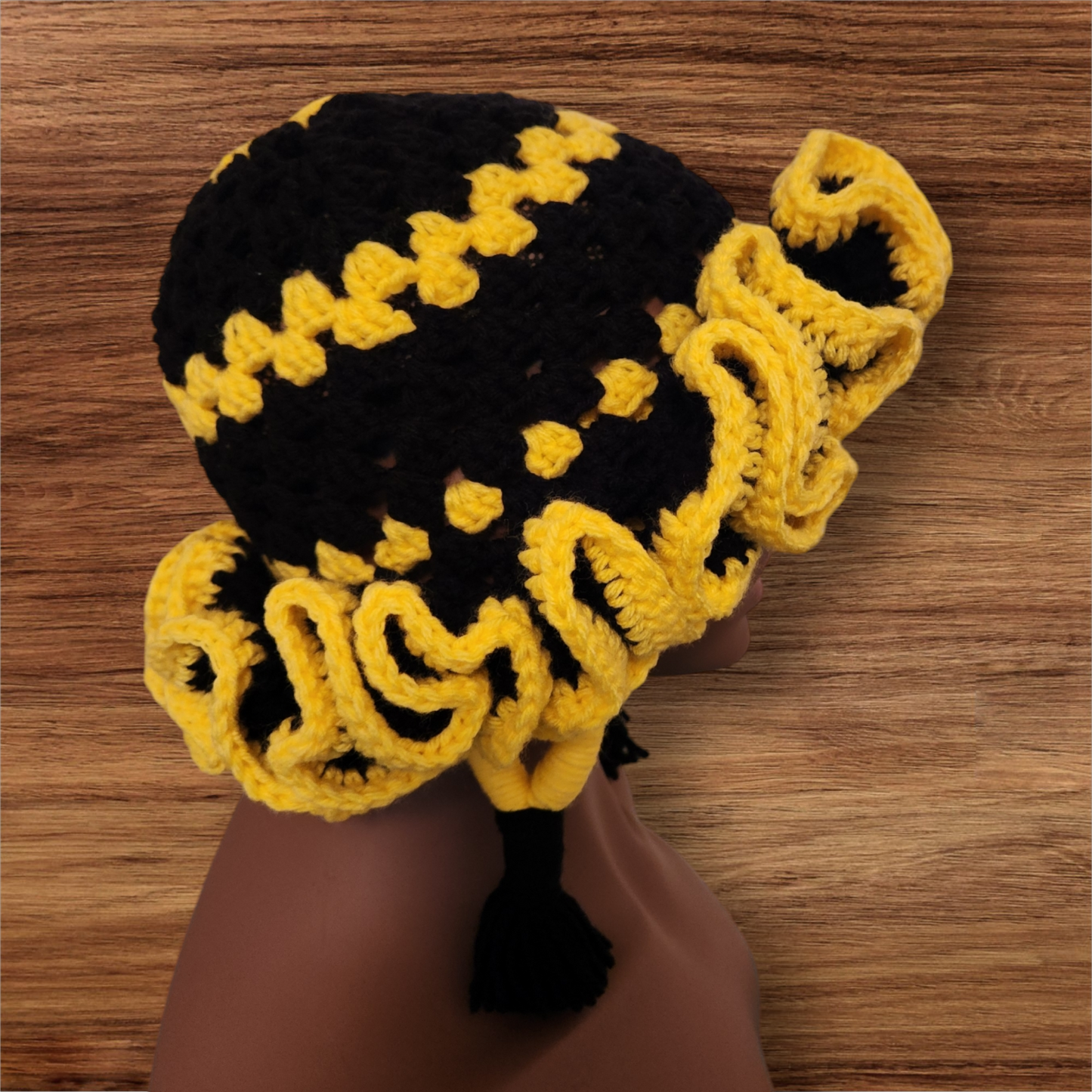 Crochet Ruffle Bucket Hat & Earring Set