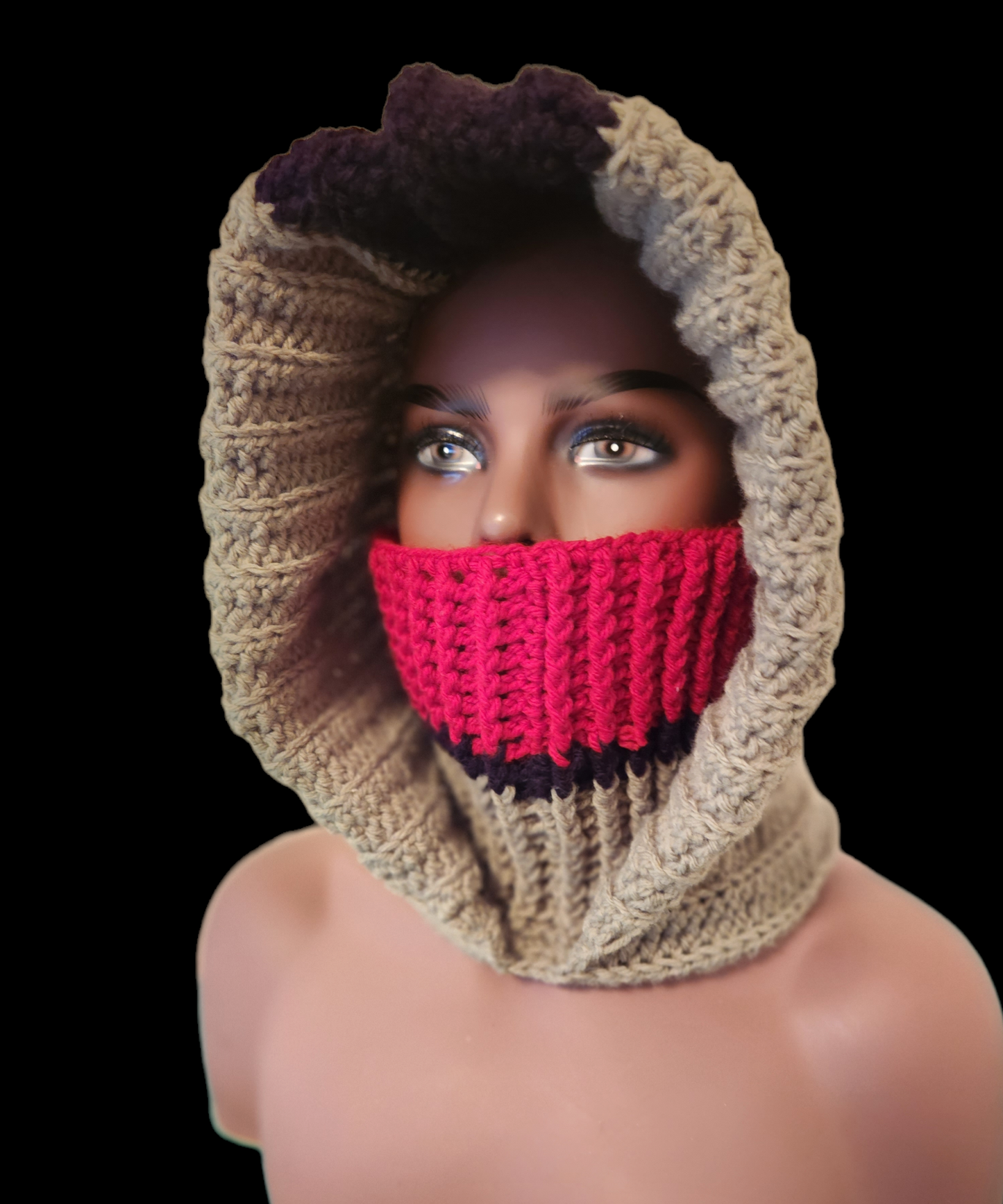 Crochet Turtleneck Hoodie