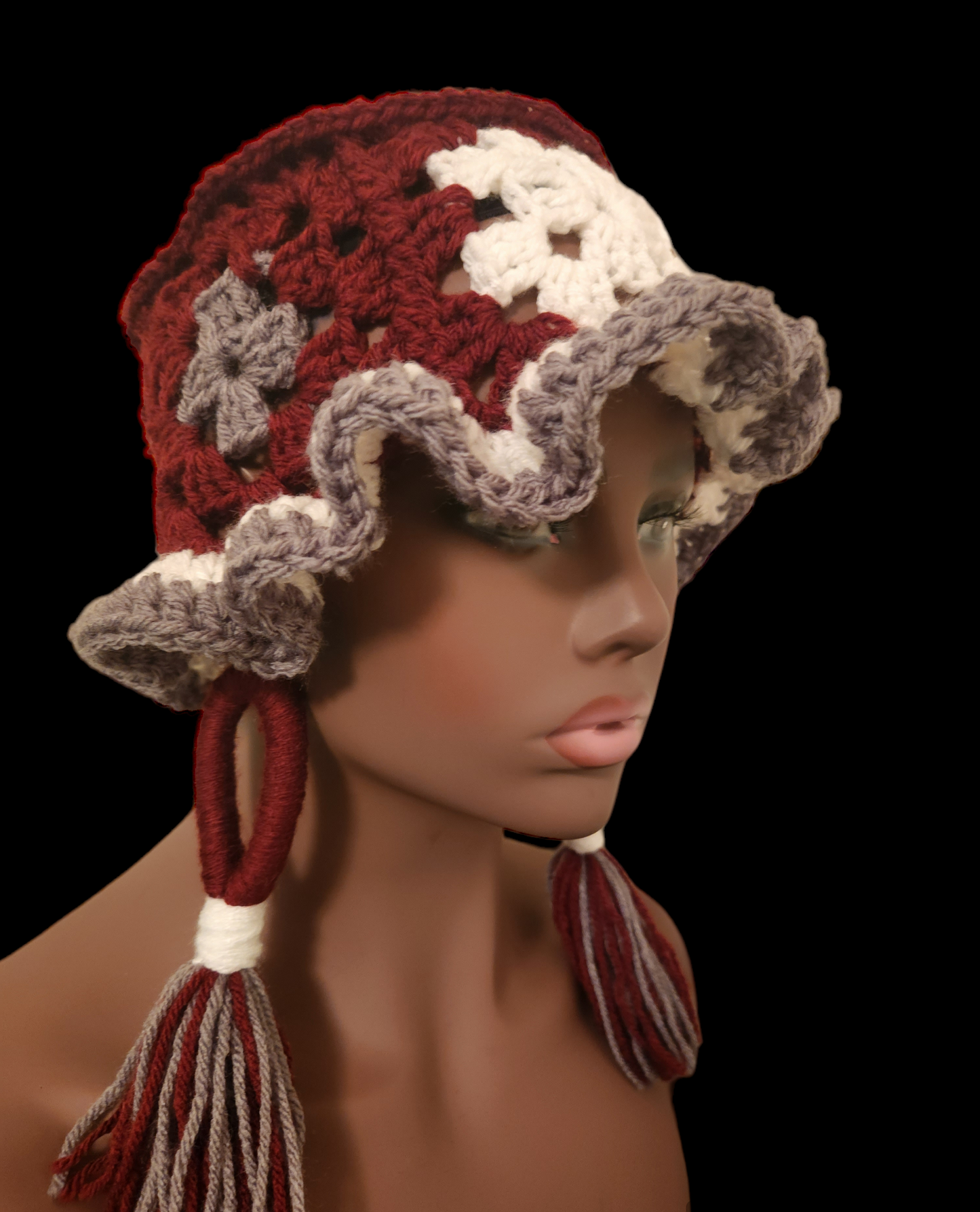 Crochet Granny Square Bucket Hat & Earring Set