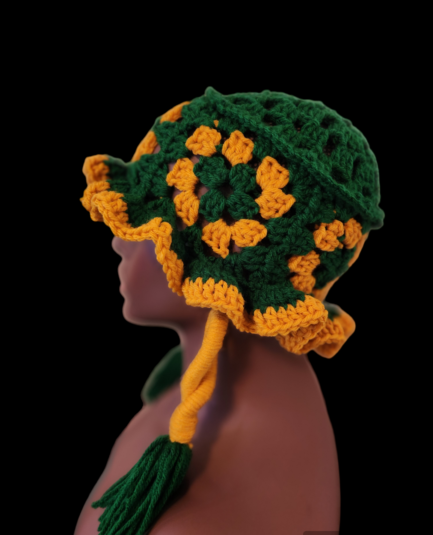 Crochet Granny Square Bucket Hat & Earring Set