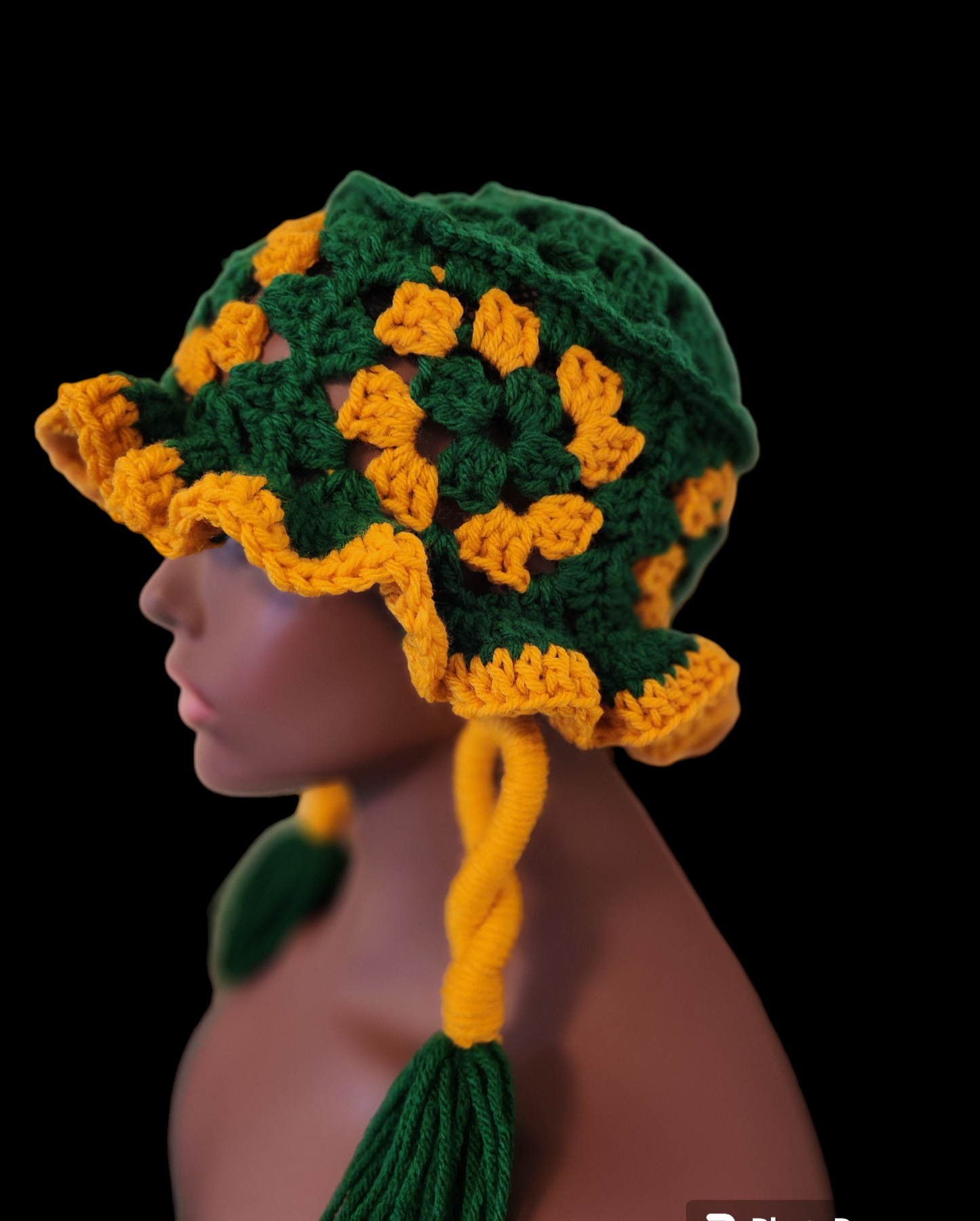 Crochet Granny Square Bucket Hat & Earring Set