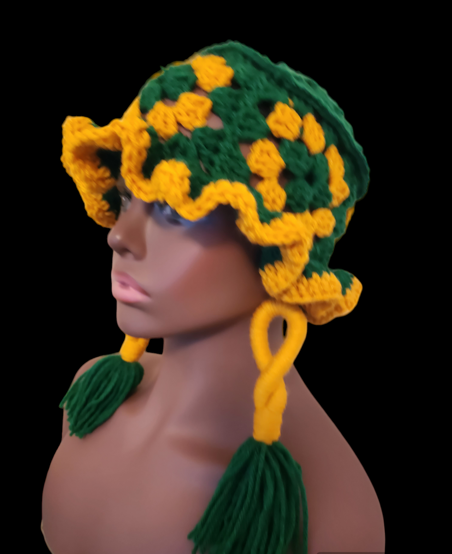 Crochet Granny Square Bucket Hat & Earring Set