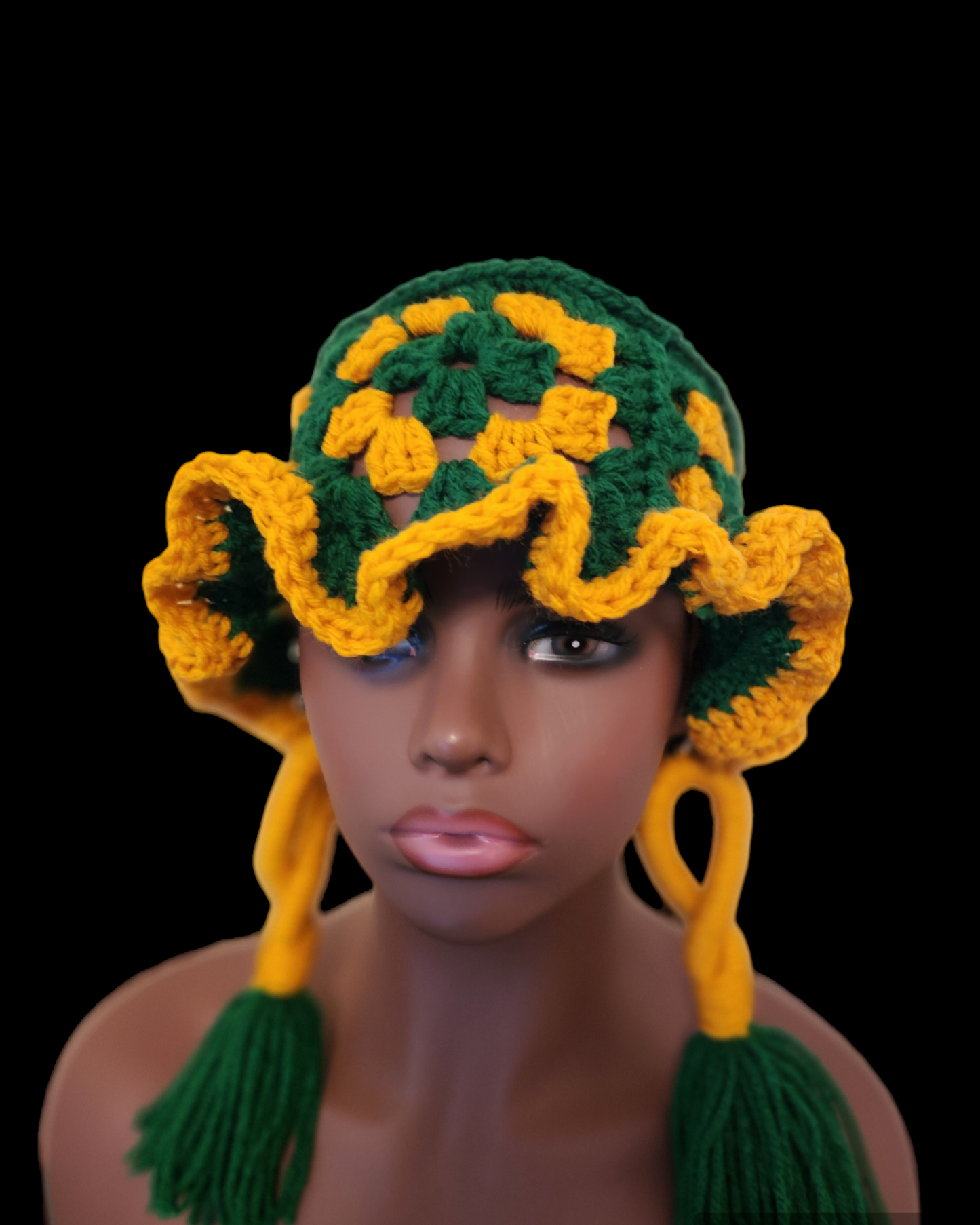 Crochet Granny Square Bucket Hat & Earring Set