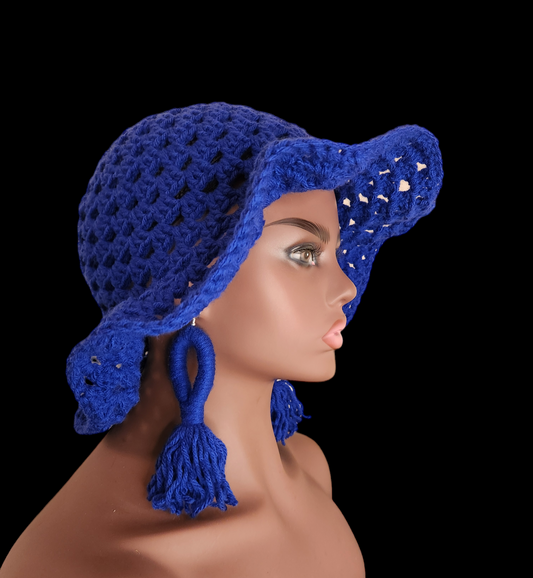 Crochet Bucket Hat & Earring Set