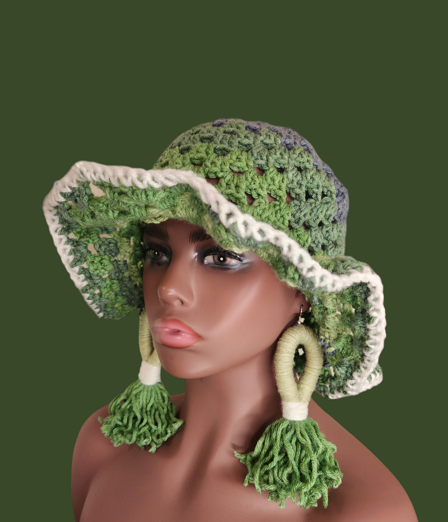 Crochet Bucket Hat & Earring Set