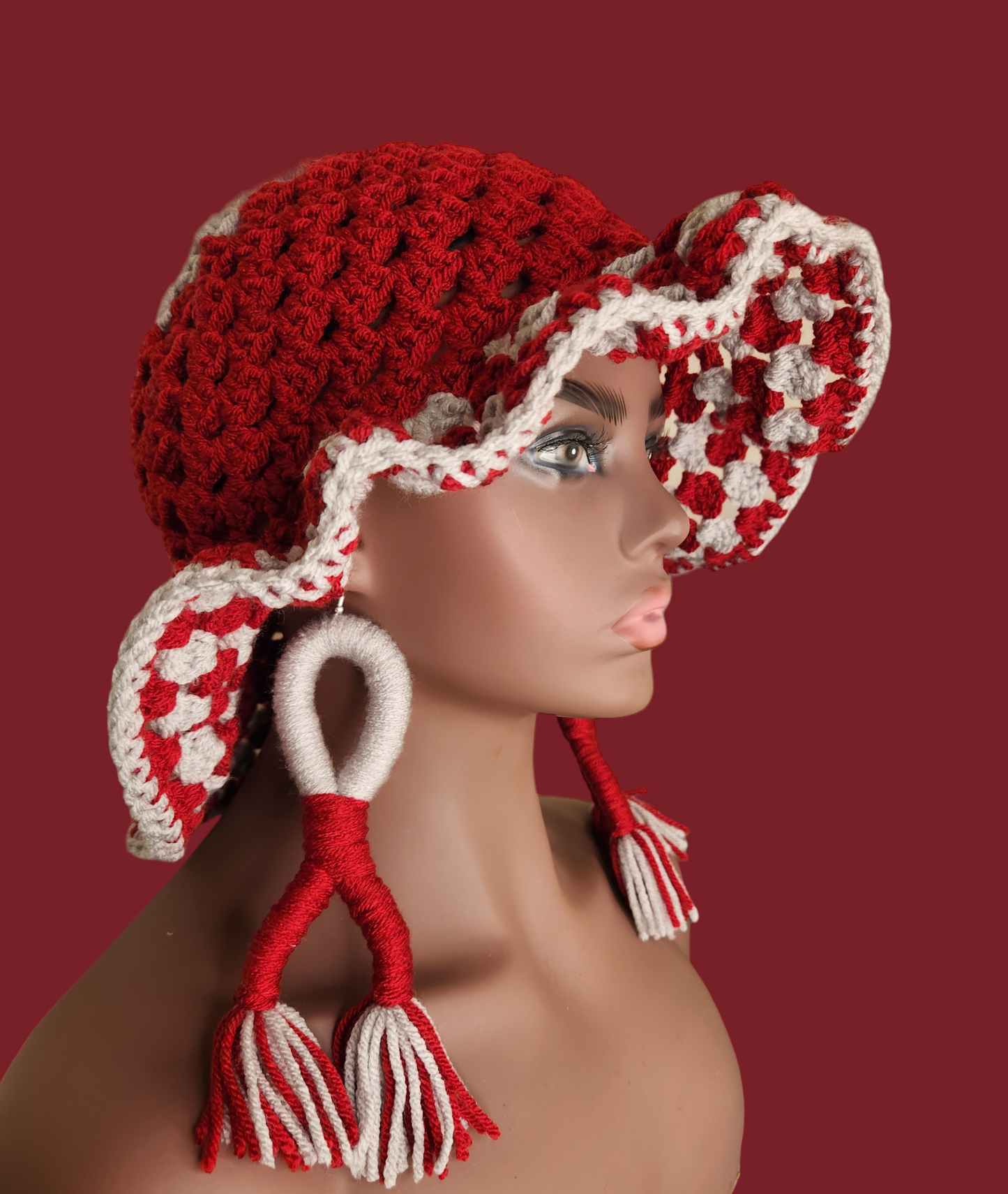 Crochet Bucket Hat & Earring Set