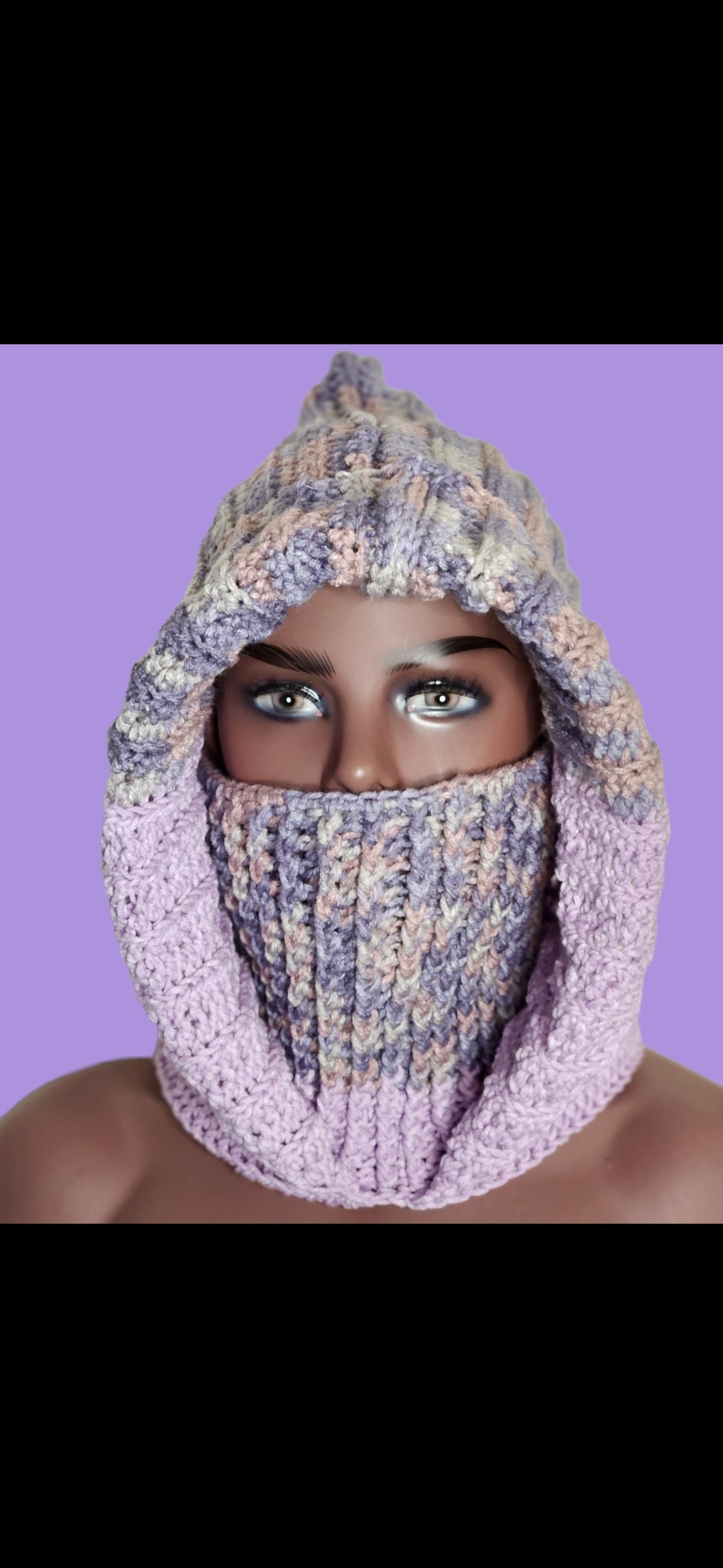 Crochet Turtleneck Hoodie