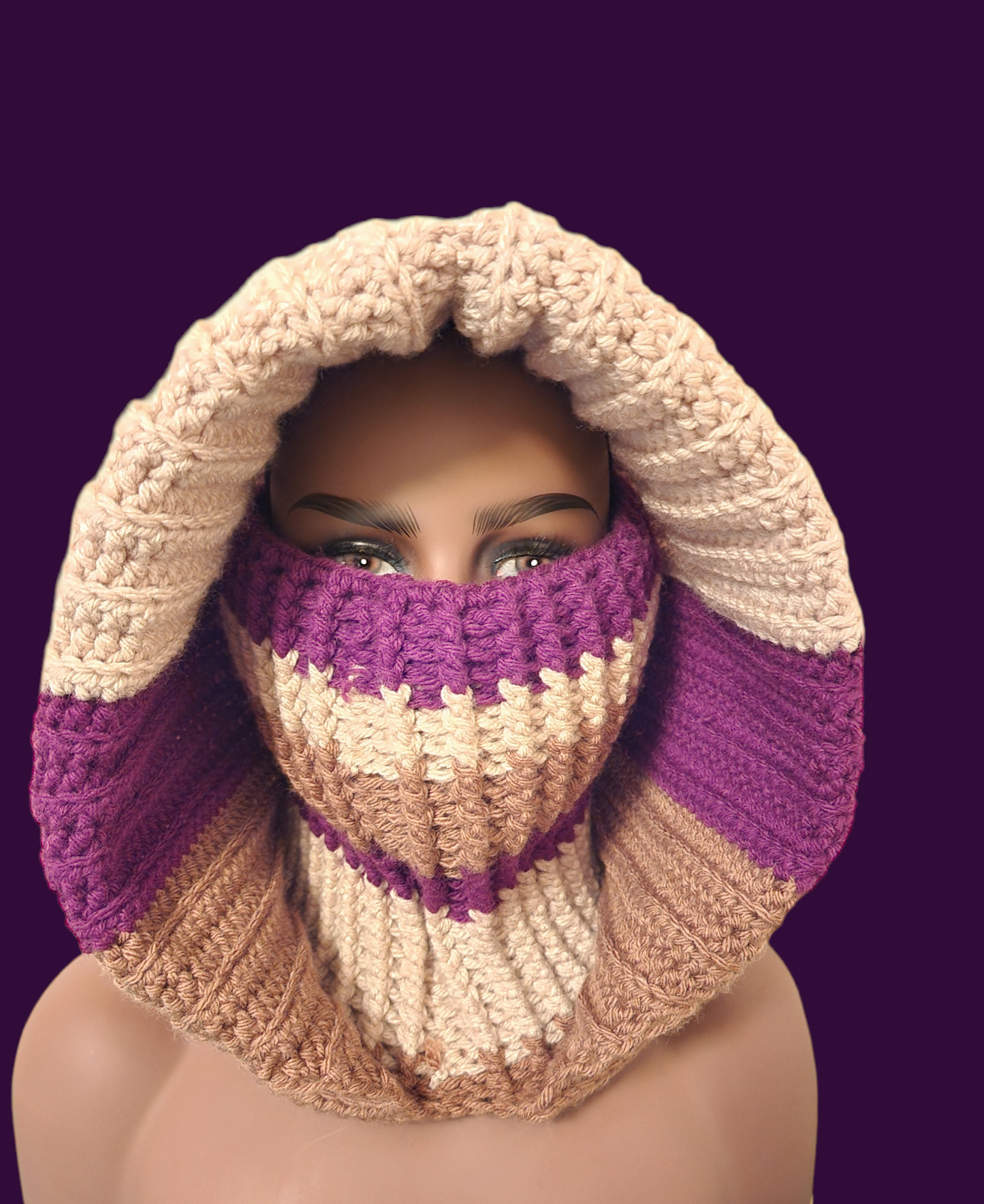 Crochet Turtleneck Hoodie