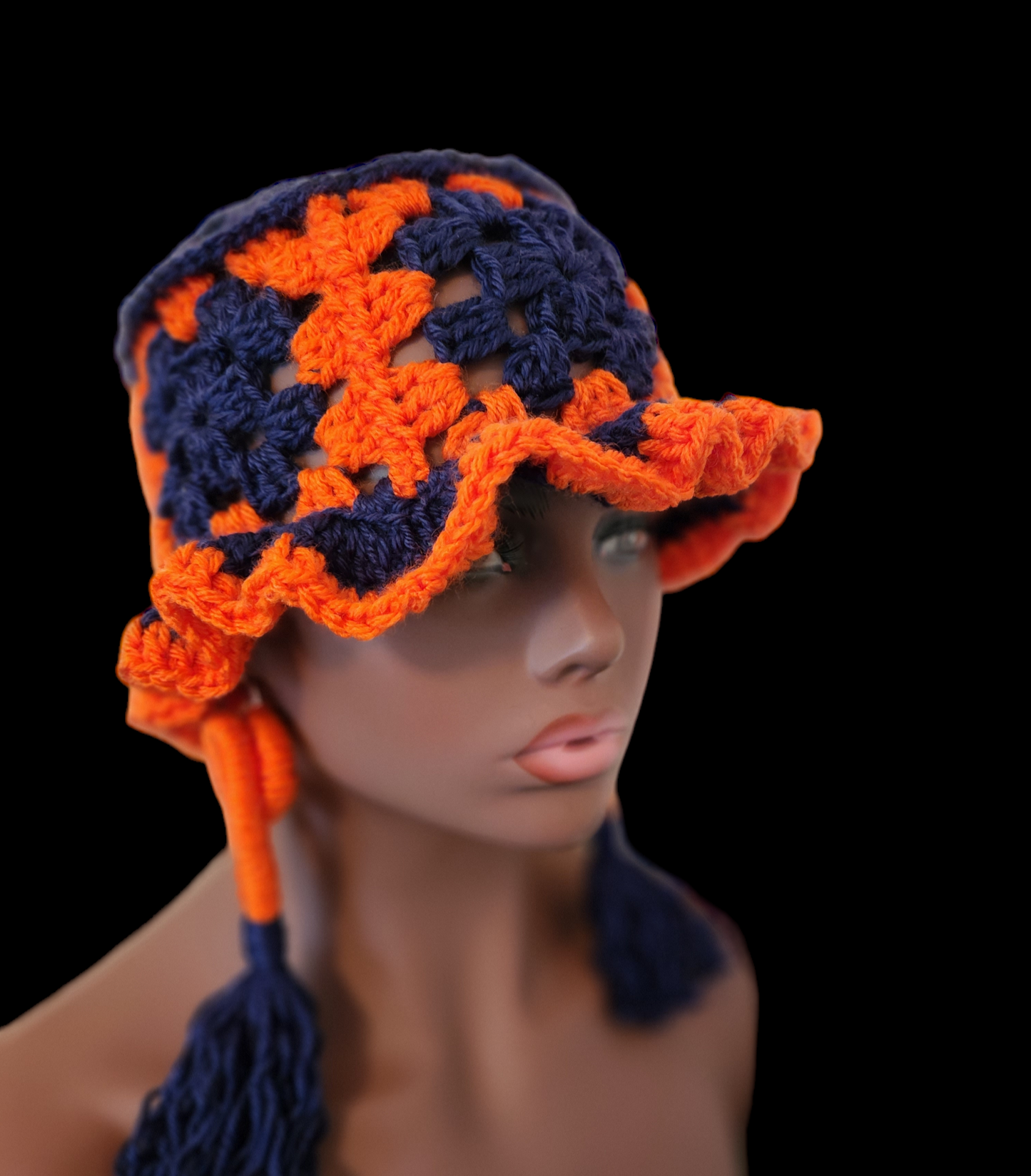 Crochet Granny Square Bucket Hat & Earring Set