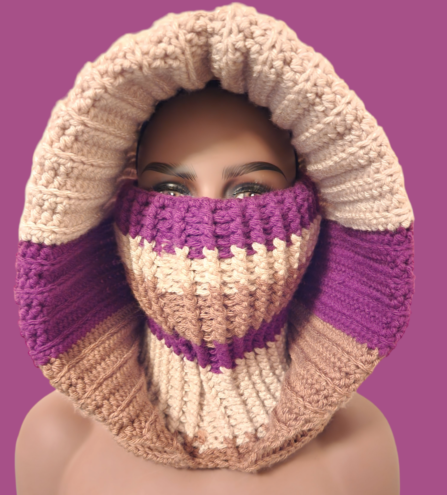 Crochet Turtleneck Hoodie