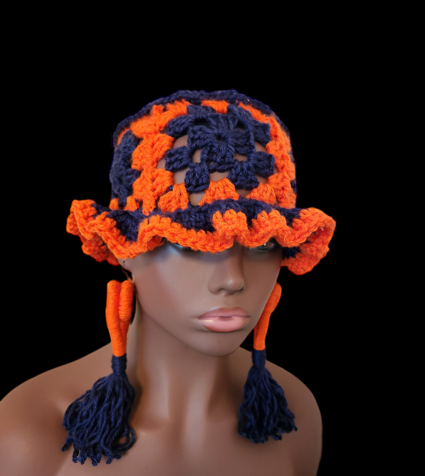 Crochet Granny Square Bucket Hat & Earring Set